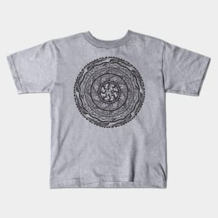 Salish Sea Mandala -line work Kids T-Shirt